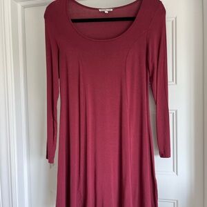 Charlotte Russe Maroon Long Sleeve Scoop Neck Dress